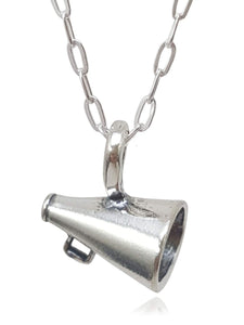 EnCharmed Sterling Silver Megaphone Cheerleader Announcer 3D Charm Necklace, 18"