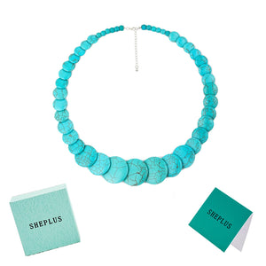 Sheplus Christmas Gifts for Wife - 925 Sterling Silver Genuine Turquoise Chunky Collar Necklace Handmade Authentic Real Western Choker Jewelry