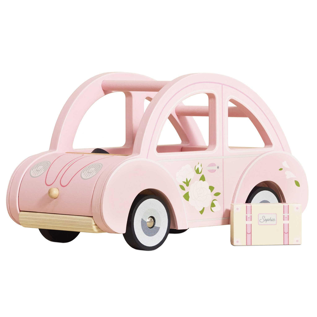Le Toy Van - Wooden Daisylane Sophie's Car Accessories Play Set for Dolls Houses - Wooden Car Toy with Luggage Accessory - Dollhouse Accessories - Suitable for Ages 2+,Bright Pink, Medium
