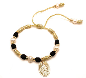 Archangel Michael, Archangel Adjustable Bracelet, Saint Michael, Saint Bracelet, Guardian Angel, Jewelry of Saints, Cataholic bracelet for women, Catholic gifts, Pearl bracelet, Jewelry for Women.