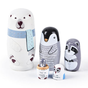 Nesting Dolls, Nesting Easter Eggs Toys, Wooden Handmade Matryoshka Dolls for Kids Birthday or Home Decoration (Polar Bear)