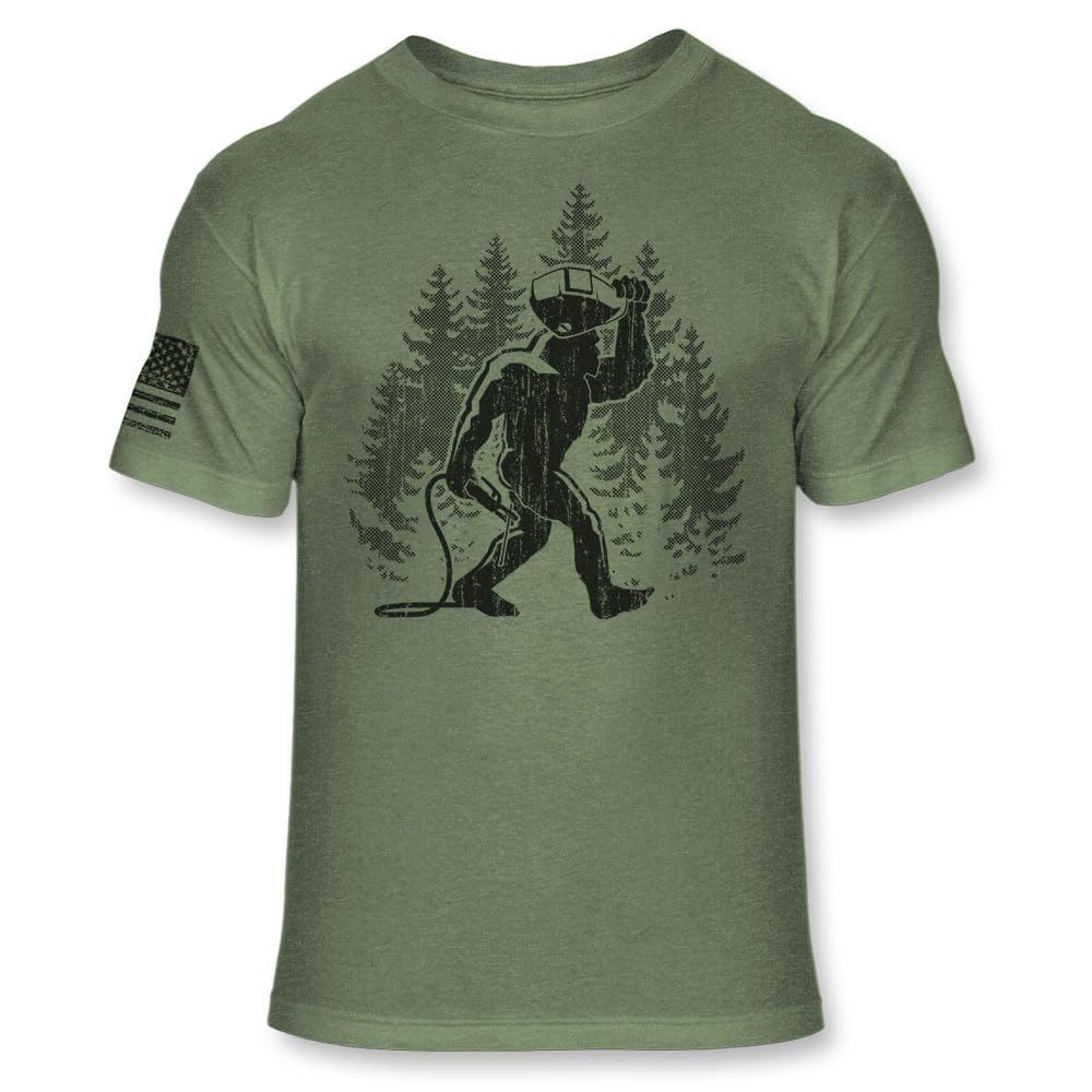 Bigfoot Welder T-Shirt - Funny Sasquatch Welding Shirt - Metal Working Fabricator Soft Blend T - A269 Multicolor