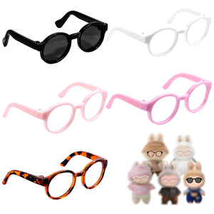 Plastic Doll Dress up Eyeglasses 5Pcs Doll Glasses Mini Glasses Fit Toy Accessories 5 Colors Compatible with 5.12 Inch Figures?Black,Pink,Purple,Leopard Print,White?