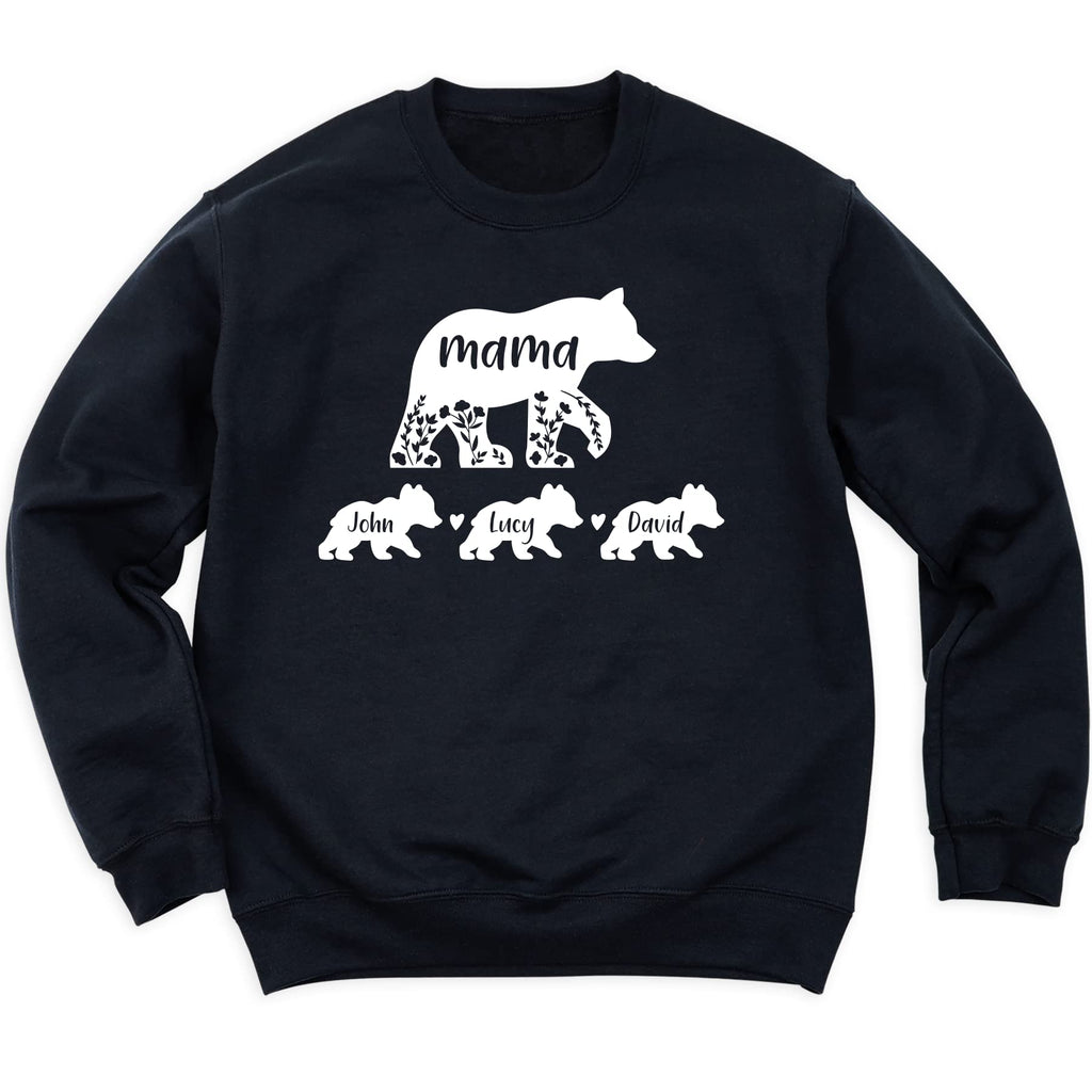 Personalized Mama Bear Sweatshirt, Custom Mom Sweatshirts, Custom with Kids Names, Women's Cute Long Sleeve Top