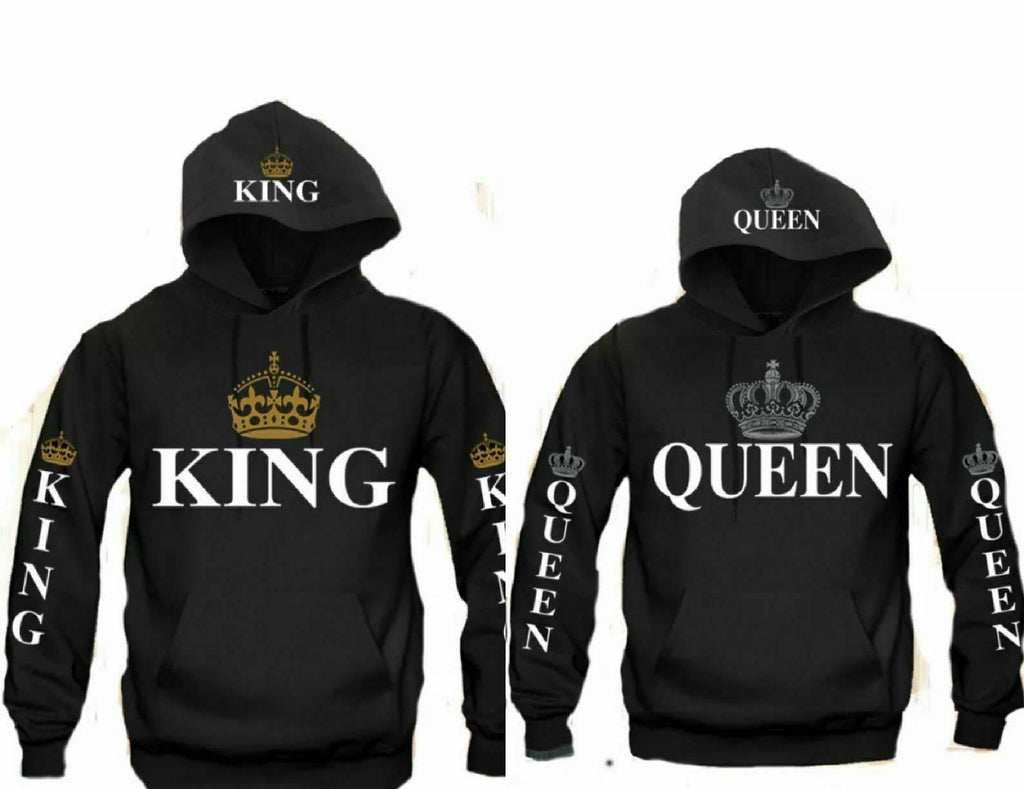 King Or Queen Crown Christmas Hoodies Pull Over Matching Love Couples Valentines Matching