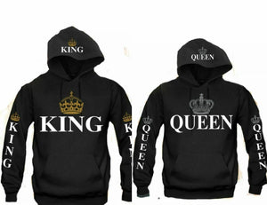 King Or Queen Crown Christmas Hoodies Pull Over Matching Love Couples Valentines Matching
