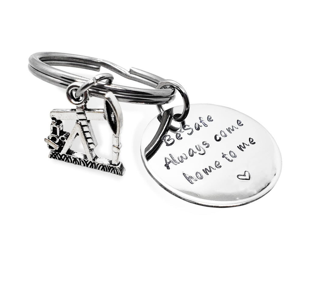 Handmade Oil Field Worker Be Safe Key Chain with Oil Well, Always Come Home to Me, Oil Field Wife Be Safe Gift