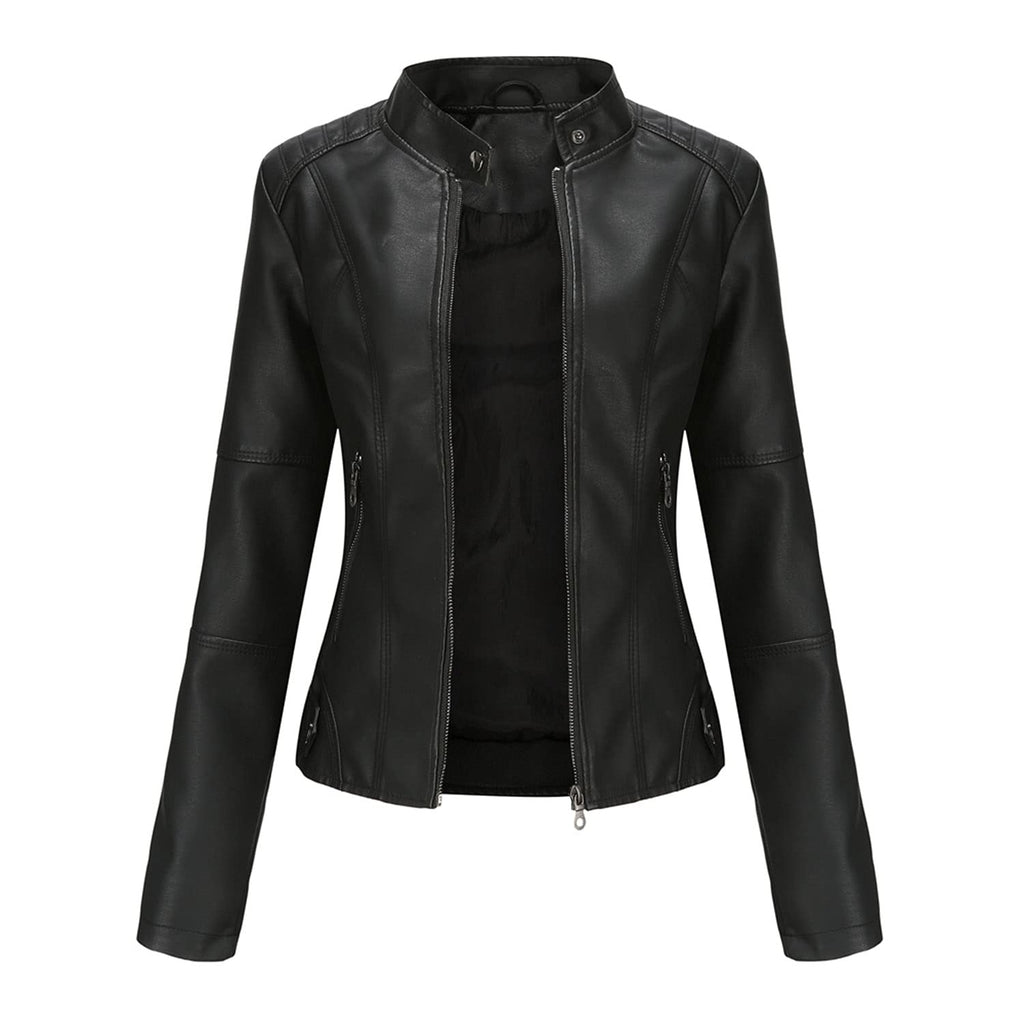 DEAR MODEL Faux Leather Jacket Women Bomber Jacket Women's Belted Motorcycle Jacket