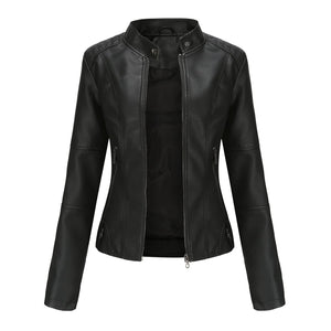 DEAR MODEL Faux Leather Jacket Women Bomber Jacket Women's Belted Motorcycle Jacket