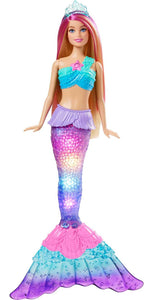 Barbie Mermaid Doll with Water-Activated Twinkle Light-Up Tail, Barbie Dreamtopia Mermaid Toys, Pink-Streaked Hair