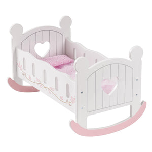 ROBUD Wooden Baby Doll Crib, Baby Doll Bed Toys, Fits Up to 18 Inch Doll Accessories