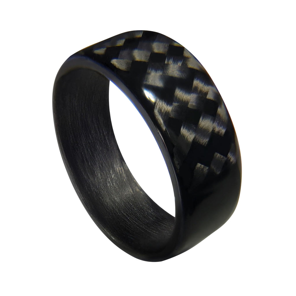 Core Carbon Rings - Men's/Women's Unisex Full Carbon Fiber Twill Ring, Black, Modern Band Style, Wedding/Anniversary/Christmas/Father's Day, US Sizing 4-16, Custom Widths, Handcrafted in USA