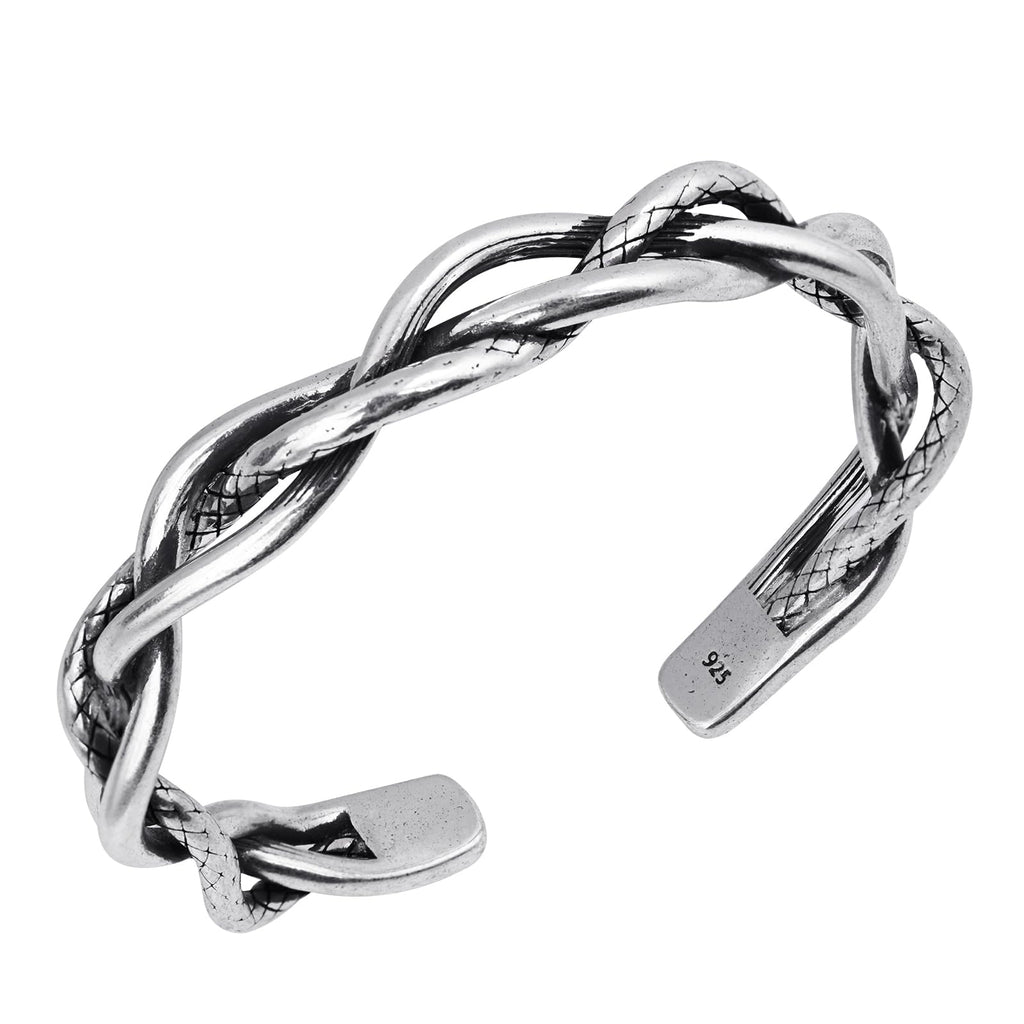 Twists Snake Vine Design Bracelet Silver Bracelet Adjustable Open Chunky Bracelets Vintage Natural Style Bangle Bracelet for for Women Men