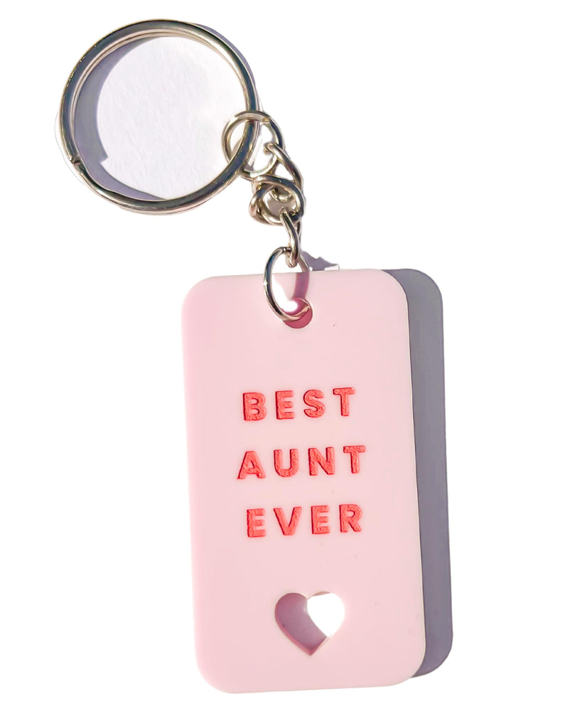 Haven Print Co. Best Aunt Ever Keychain – Stainless Steel Pendant with Heart Charm – Gift for Auntie, Birthday, Christmas, or Mother's Day