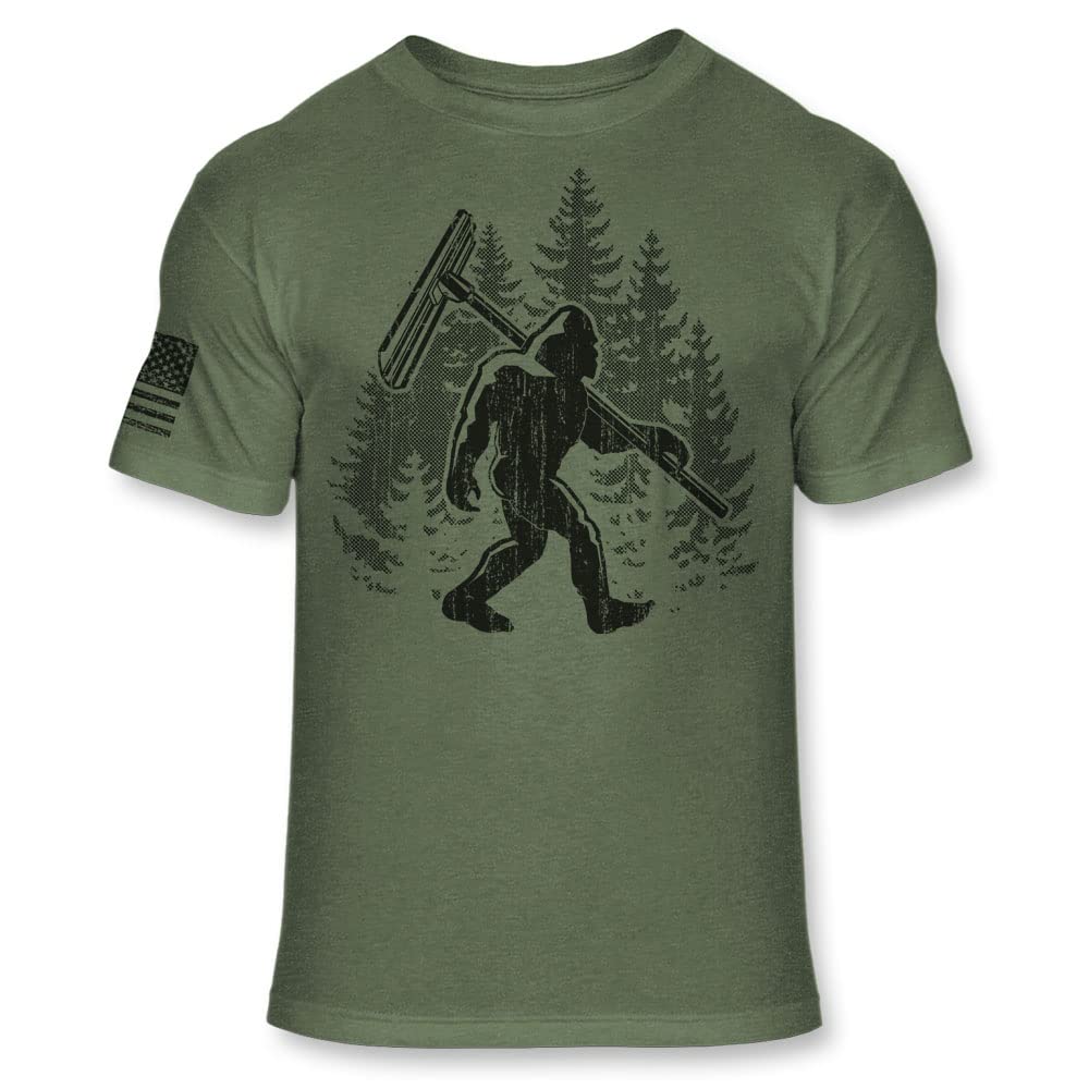Bigfoot Concrete Worker T-Shirt - Funny Sasquatch Concrete Finisher Tee - Soft Blend T - A174 Multicolor