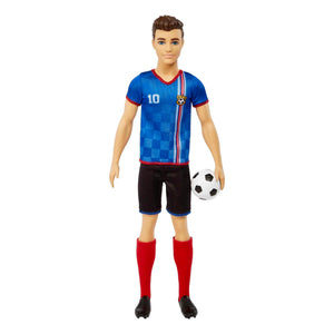 Barbie Careers Ken Fashion Doll & Accessory, Soccer Player with Cropped Hair, #10 Uniform, Tall Socks, Cleats & Ball