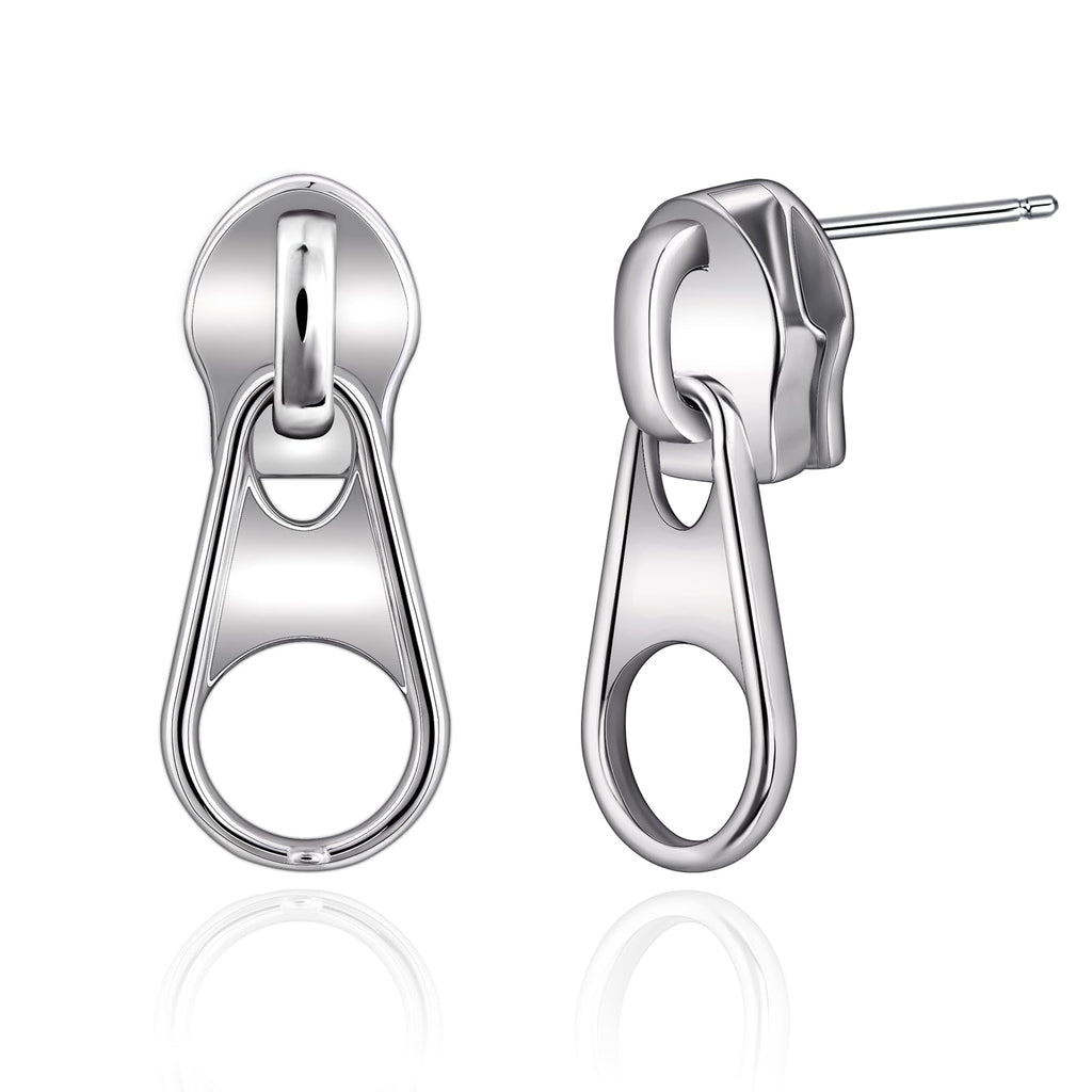925 Sterling Silver Stud Earrings Y2k Zipper Earrings Goth Style Earrings Punk Earrings Studs Hip Hop Earrings for Cool Gift