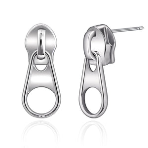 925 Sterling Silver Stud Earrings Y2k Zipper Earrings Goth Style Earrings Punk Earrings Studs Hip Hop Earrings for Cool Gift