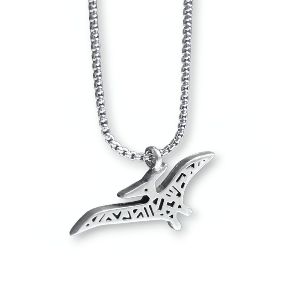 Mark Poulin Women's Pewter Necklace Pterodactyl Dinosaur Jewelry Pendant 18" Chain