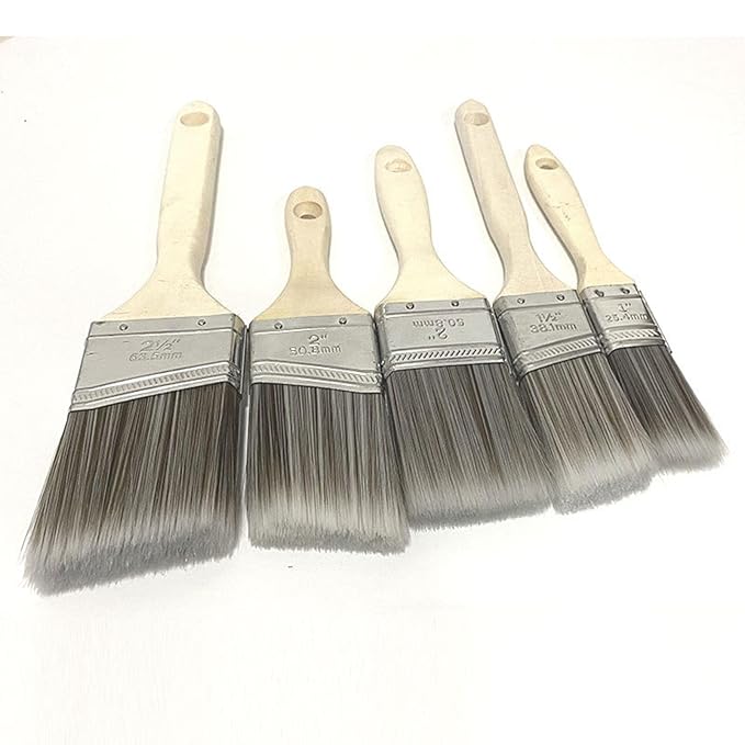 Pro Grade, Paint Brushes, 5-Piece, Paint Brush Set: Flat & Angle Brushes for Latex and Oil Paints, Stains, Interior & Exterior Home Improvement