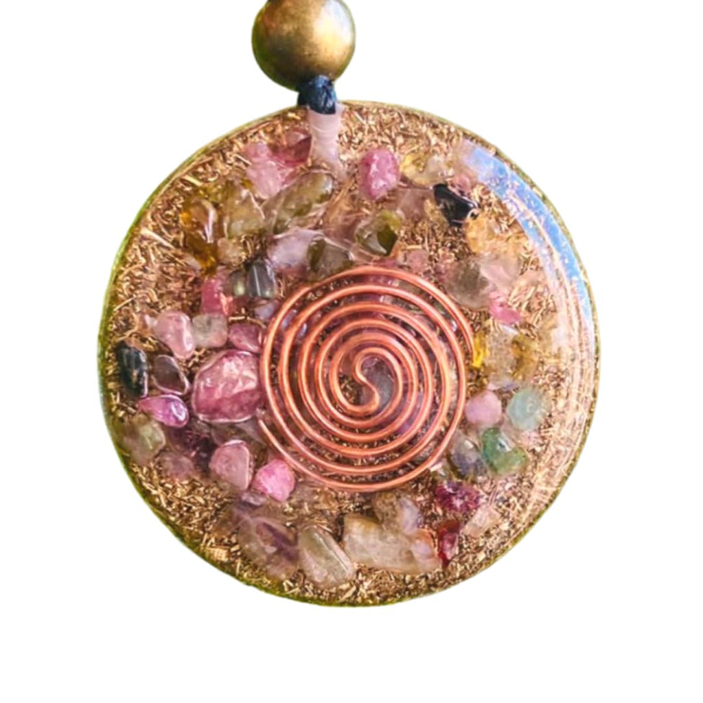 Orgone Necklace Original- Black Tourmaline Healing Crystals Stone Energy Protection - SBB Coil Orgonite Pendant Chakra Fluorite Amulet Yoga Meditation Reiki Qi Handmade Arte Orgones Design