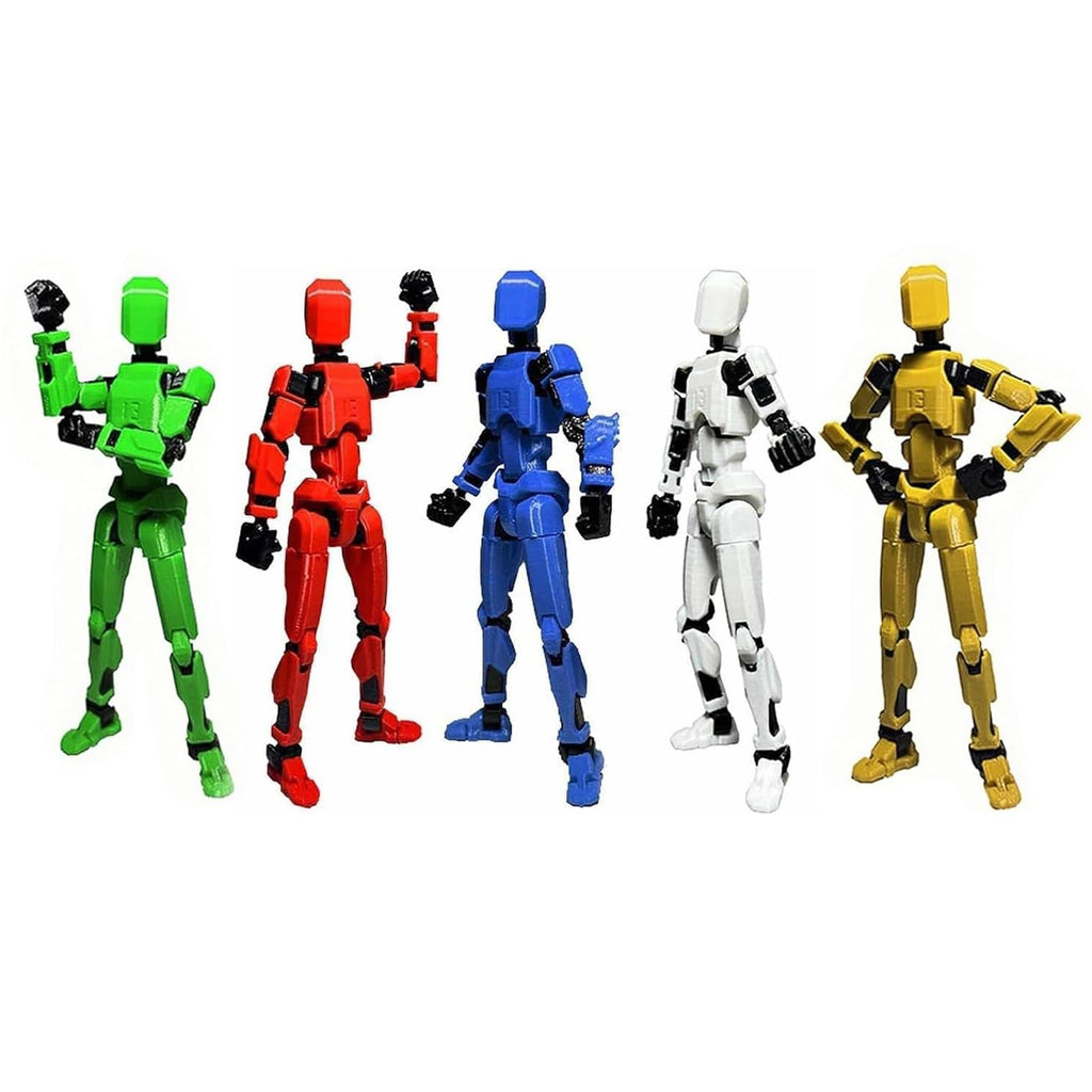 5PCS Assembly Completed T 13 Action Figure 3D Printed Multi-Jointed Movable,Lucky 13 Action Figures,Multi-Articular Dummy 13 Action Figures,Desktop Decorations,Creative Gifts (5 Colors)