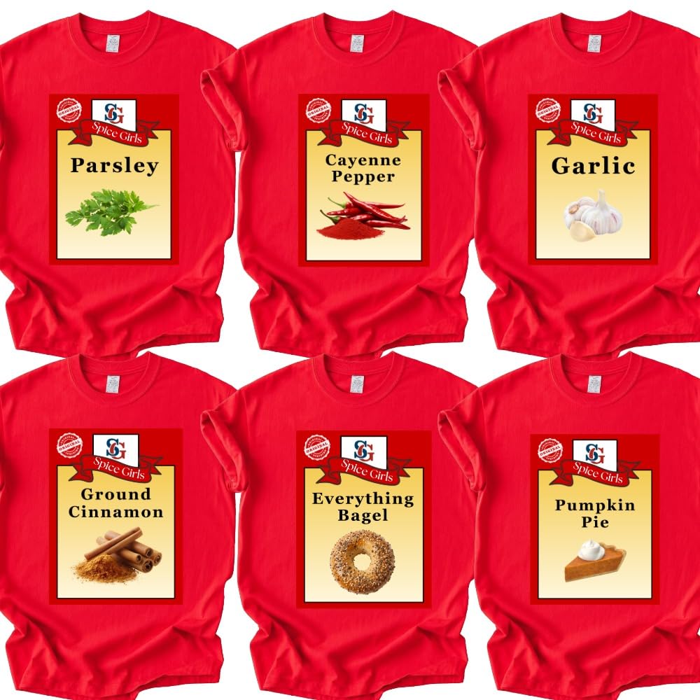 Spice Girl Halloween Costume, Group Matching Halloween T-Shirt, Condiment Shirts, Halloween T-Shirt, Sweatshirt, Hoodie, Themed Apparel Teez. Multicolor