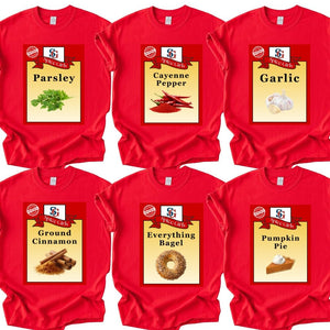 Spice Girl Halloween Costume, Group Matching Halloween T-Shirt, Condiment Shirts, Halloween T-Shirt, Sweatshirt, Hoodie, Themed Apparel Teez. Multicolor