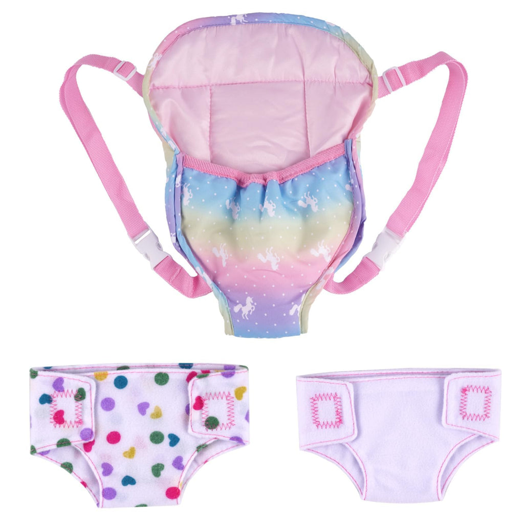 BABESIDE Baby Doll Accessories, Doll Carrier with 2 Doll Diapers – Baby Dolls Accessories Set for 12-15 Inch Dolls, Pretend Play Gift for Girls