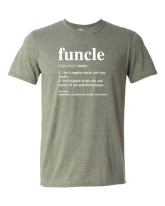 ElixirStreet Funcle T-Shirt - Funny Uncle Tshirt - Funcle Definition Shirt - Favorite Uncle Tee Idea - Like a Dad Defination (M, Heather Military Green)