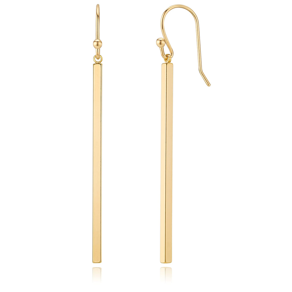 Minimalist 14K Gold Plated Long Vertical Bar Drop Earrings