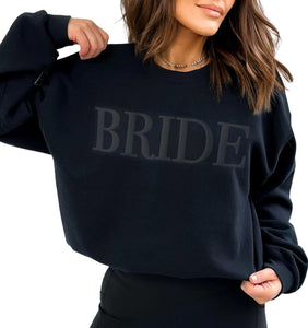 Bride Sweatshirt, Engagement gift, Future Mrs Sweatshirt, Bride to be Gift, Embossed Bachelorette Gift, New Mrs, Fiancee Gift, Newly Engaged (XL, Black)