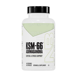 NUTRABIO KSM-66 Ashwagandha supplement bottle on a white background