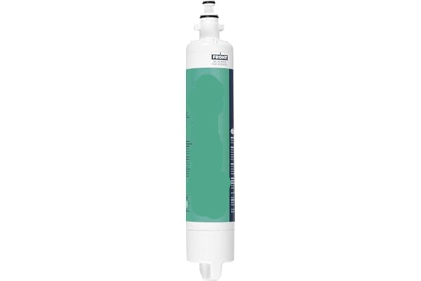 White water filter cartridge with green label on a white background