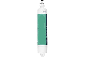 White water filter cartridge with green label on a white background