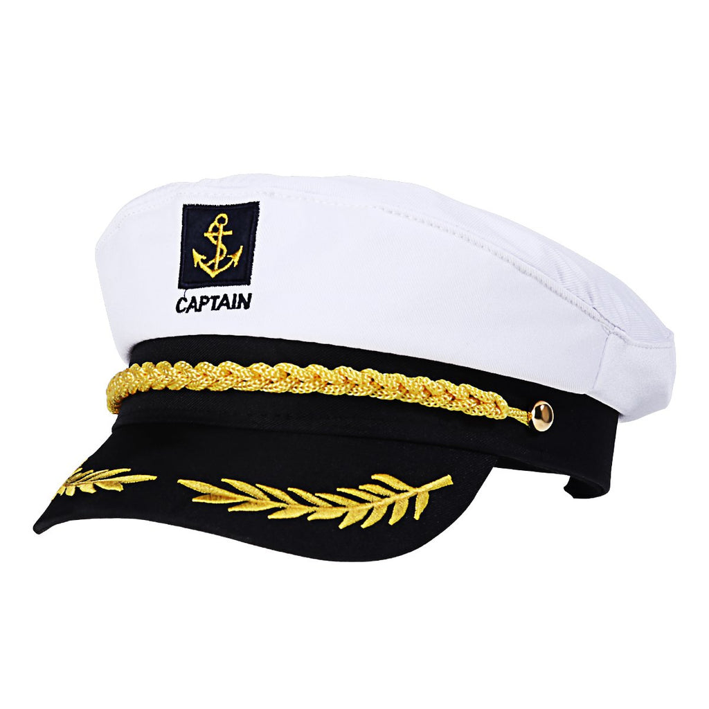 Adult Yacht Captain Hat White Sailor Hat for Women Men Yacht Boat Sailor Captain Cap Marine Admiral Christmas Party Costume Cosplay Accessory