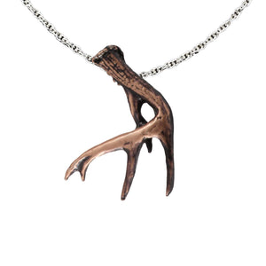 Whitetail Deer Antler Pendant, Copper Plated, 1.5 Inches, 100% Handmade in the USA, Shed, Buck, Hunting, Realistic, Metal, Necklace, Charm, Over 3100 Unique Designs