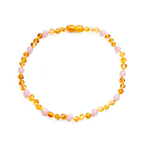 Baltic Proud Amber Necklace for Women and Men (Authentic, Certified) - 18 inches, Honey Rose (Polished) - Unisex Amber Jewelry for Adults - Bead Necklace