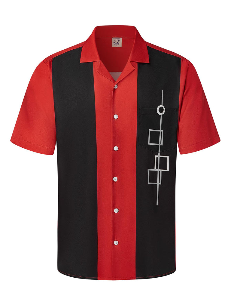 Hardaddy Men's Camp Collar Retro Vintage Bowling Button Down Shirt with Pocket Casual Short Sleeve Beach Shirts Summer Relaxed Fit Wine Red-Cube 3XL