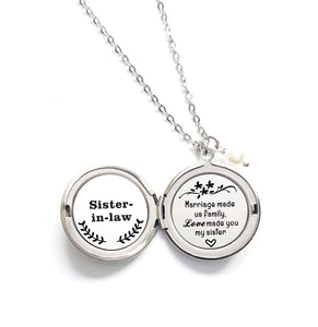 Sister in Law Gift Marriage Made Us Family Love Made You My Sister Long Locket necklace
