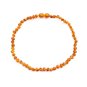 Baltic Proud Amber Necklace for Women and Men (Authentic, Certified) - 18 inches, Honey Raw (Unpolished) - Unisex Amber Jewelry for Adults - Bead Necklace