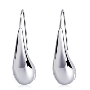 Teppdfann Silver Teardrop Pull Through Earrings – Modern Tear Drop Earrings for Women, Silver Minimalist Tear Drop Jewelry for All Occasions
