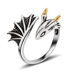 Vintage Dragon Rings Sterling Silver Adjustable Open Thumb Rings for Women Men