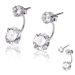 Fashionable Bridal AAA CZ Double Pear Shaped Stud Earrings Cubic Zirconia Front Back Ear Jacket Stud Earrings for Women