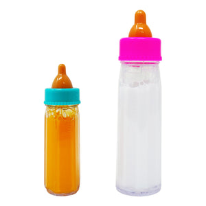 4E's Novelty 2 Pack Baby Doll Bottles Accessories, Magic Doll Disappearing Milk and Juice - Baby Doll Accessories Toys for Kids Toddlers, Stocking Stuffers for Little Girls Ages 3 4 5 6 7
