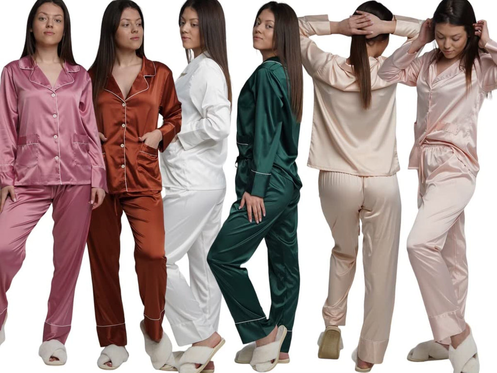 Bridesmaid Pajamas with Personalization - Bridal Party Pajamas- Pajama for Women - Two-piece PJ Sets - Soft Sleepwear Lingerie - Bridesmaid Gifts - Long Sleeve Pajamas Tops - Bridal Party White