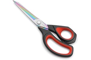 LIVINGO Premium Tailor Scissors Heavy Duty Multi-Purpose Titanium Coating Forged Stainless Steel Sewing Fabric Leather Dressmaking Comfort Grip Shears Professional Crafting (9.5 INCH)