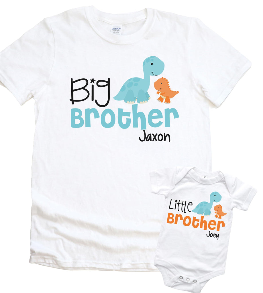 Big Brother Little Brother Shirt Personalized Dinosaur Shirt Boy Set of 2 Shirts Dino Gift Set
