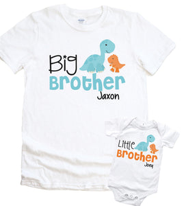 Big Brother Little Brother Shirt Personalized Dinosaur Shirt Boy Set of 2 Shirts Dino Gift Set