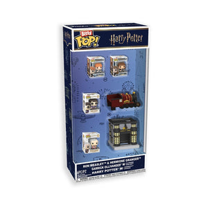 Funko Pop! Starter Set: Harry Potter Bitty Bundle Pack - 6 Pack - Harry Potter, Ron Weasley, Hermione Granger, Bitty Ride Hogwarts Express, and Bitty Town Garrick Ollivander's Wand Shop - Gift Idea